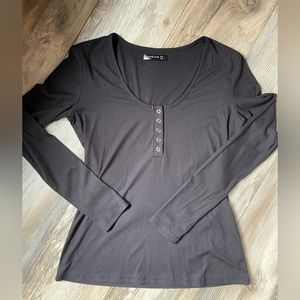 Ribbed Long Sleeve Button Up
